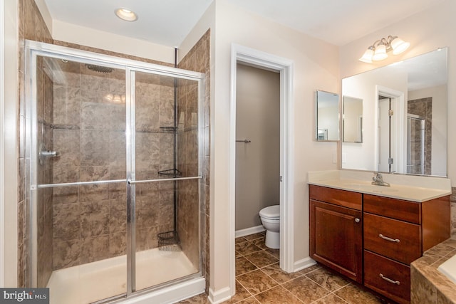 168 Joshua Dr, Hanover, PA 17331 - full bathroom featuring a stall shower, vanity, and tile patterned flooring