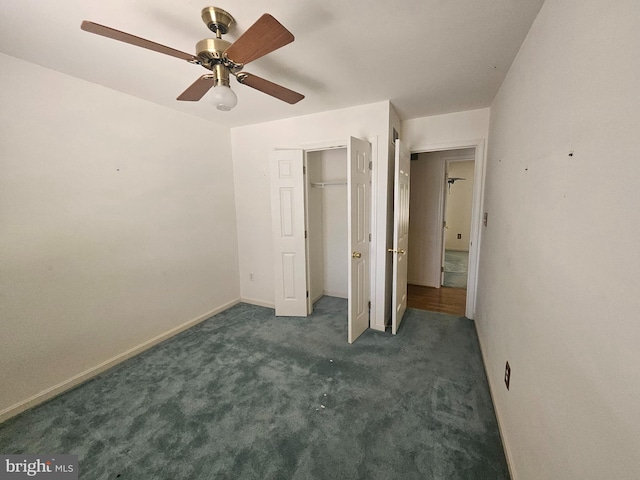 1139 Bradley Rd, Pasadena, MD 21122 - unfurnished bedroom with carpet flooring, a closet, ceiling fan, and baseboards