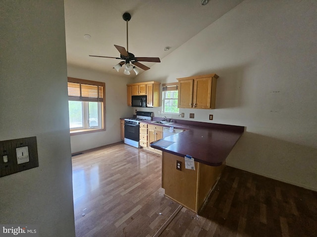 1139 Bradley Rd, Pasadena, MD 21122 - kitchen with white appliances, a sink, light wood-type flooring, plenty of natural light, and high vaulted ceiling