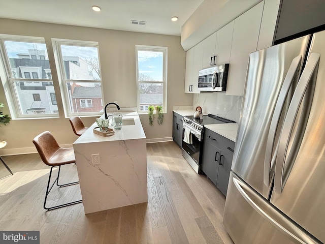 1004 18th St NE Unit 6, Washington, DC 20002 - kitchen with stainless steel appliances, baseboards, light wood finished floors, a sink, and modern cabinets