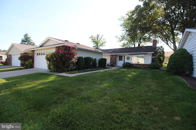 236 Vernon Rd, Monroe Township, NJ 08831 - single story home with a garage, a front lawn, concrete driveway, and a chimney