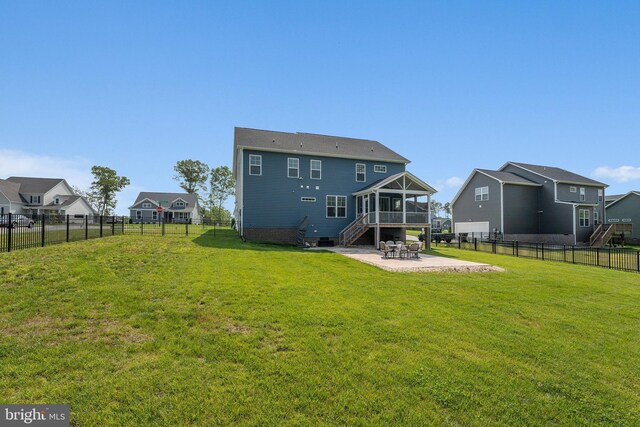 9400 Kinnerton Dr, Midlothian, VA 23112 - back of house with a sunroom, stairs, a patio area, and a residential view