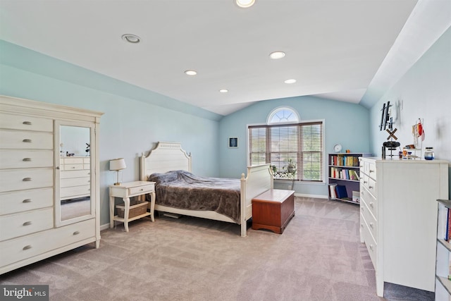 127 Watch Hill Rd, East Fallowfield Township, PA 19320 - bedroom featuring vaulted ceiling, light colored carpet, and recessed lighting