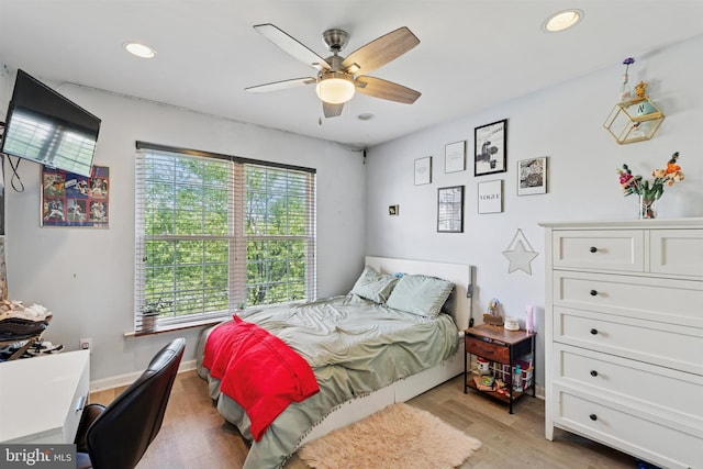 127 Watch Hill Rd, East Fallowfield Township, PA 19320 - bedroom featuring light wood-type flooring, recessed lighting, and ceiling fan