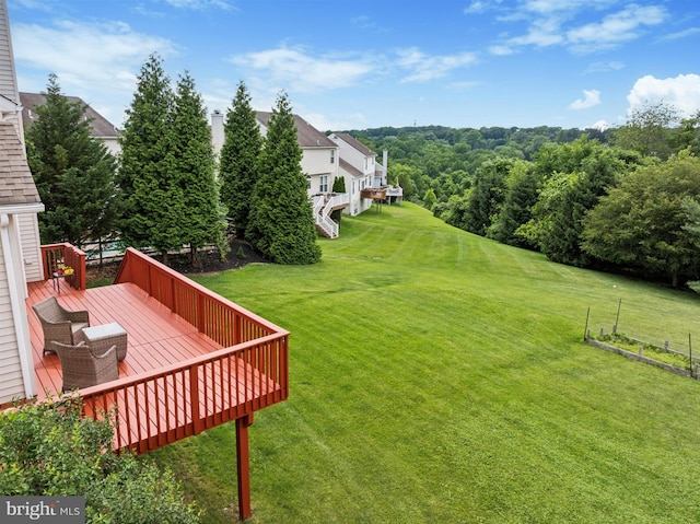 127 Watch Hill Rd, East Fallowfield Township, PA 19320 - view of green lawn featuring a wooden deck