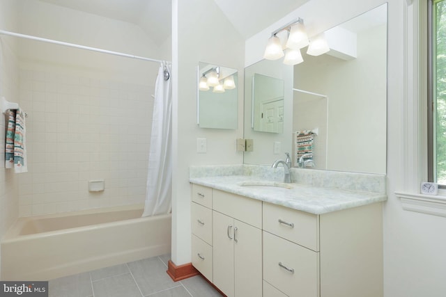 330 Cherry Hill Rd, Princeton, NJ 08540 - full bathroom with tile patterned floors, shower / bath combination with curtain, and vanity