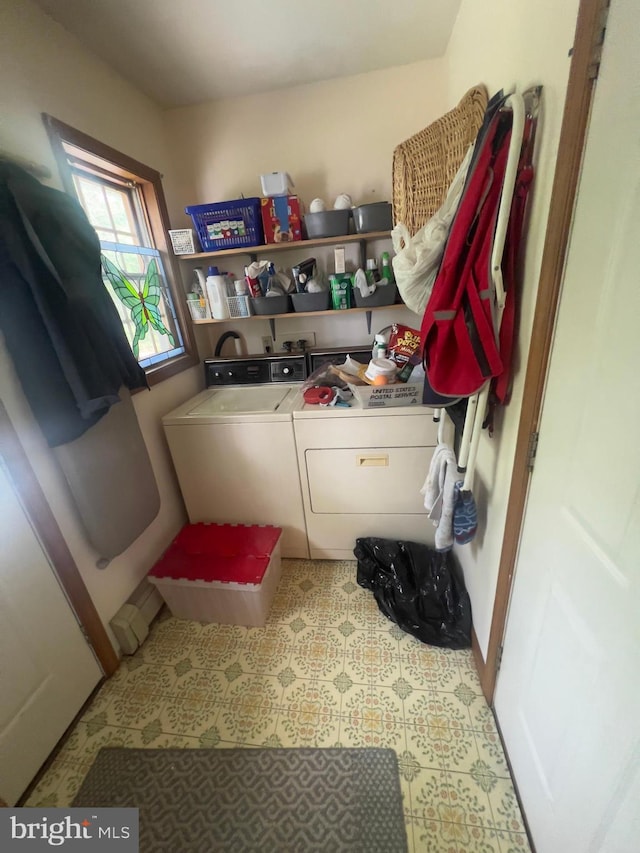 8 Cedar Rd, Mount Pocono, PA 18344 - laundry area with washer and clothes dryer and tile patterned floors