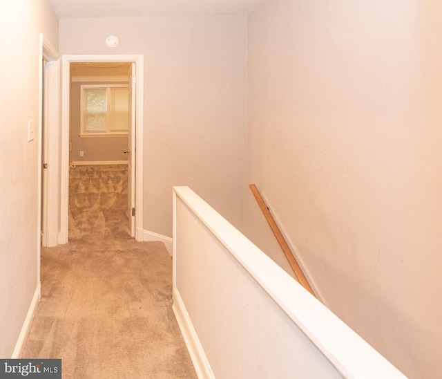 5603 Clearspring Rd, Baltimore, MD 21212 - corridor with an upstairs landing, light carpet, and baseboards