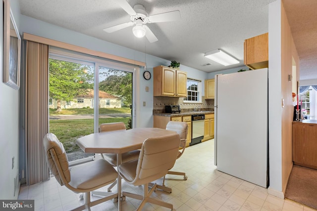 2 Cottonwood Dr, Barnegat, NJ 08005 - dining area featuring a textured ceiling, light flooring, healthy amount of natural light, and a ceiling fan