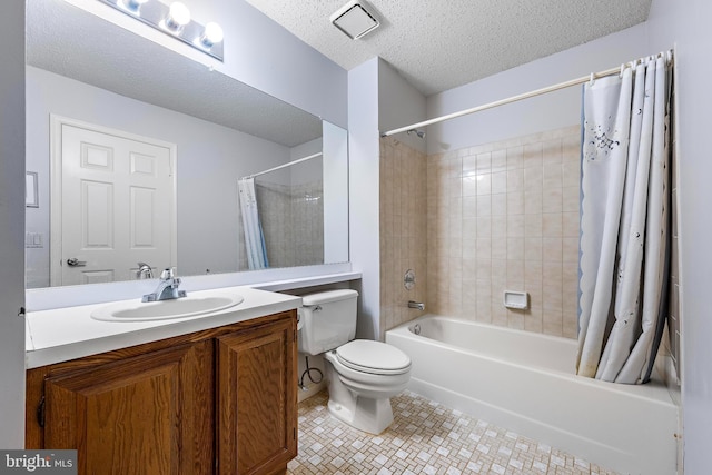2 Cottonwood Dr, Barnegat, NJ 08005 - full bathroom featuring shower / bath combo, vanity, a textured ceiling, and tile patterned flooring