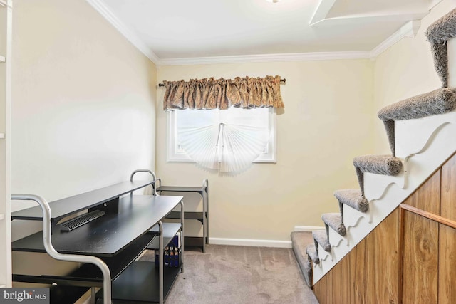 6937 Halleck St, District Heights, MD 20747 - home office featuring crown molding and light carpet
