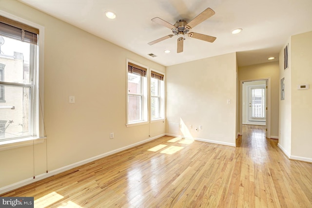 1030 Fairmont St NW Unit 204, Washington, DC 20001 - unfurnished room with light wood-style floors, ceiling fan, recessed lighting, and baseboards