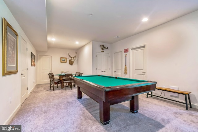 8604 Cedar Chase Dr, Clinton, MD 20735 - game room with light carpet, recessed lighting, baseboards, and billiards table