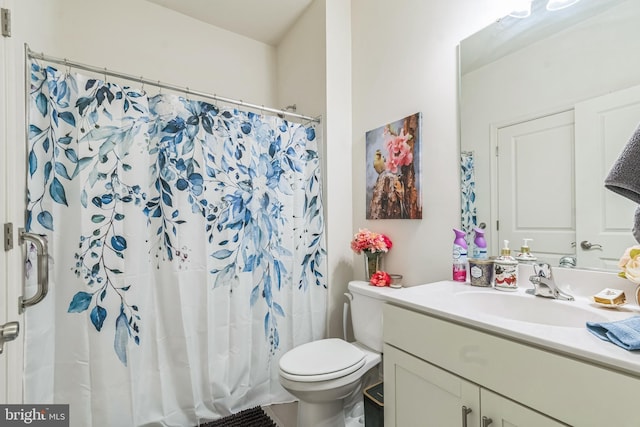 8604 Cedar Chase Dr, Clinton, MD 20735 - full bathroom with toilet, vanity, and curtained shower