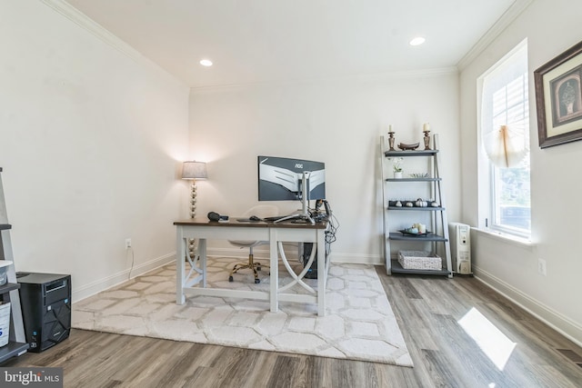 8604 Cedar Chase Dr, Clinton, MD 20735 - office space featuring wood finished floors, crown molding, baseboards, and recessed lighting