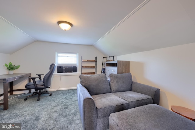 1304 Maple Ave, Lancaster, PA 17603 - home office with carpet floors, lofted ceiling, and baseboards
