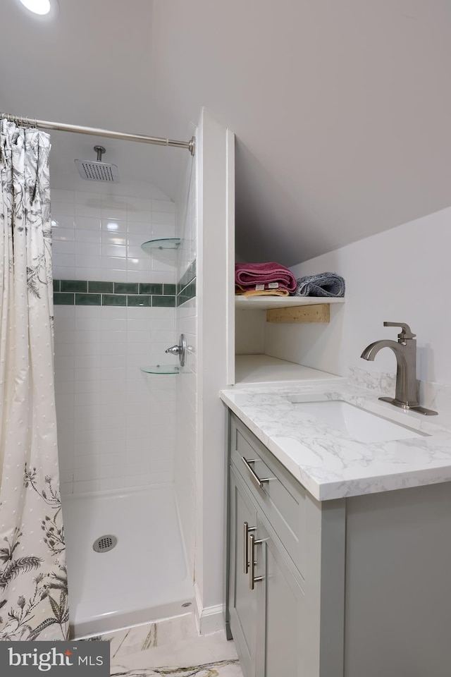 1304 Maple Ave, Lancaster, PA 17603 - full bath with a shower stall, vanity, and marble finish flooring