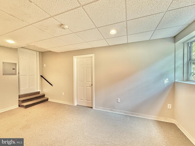 504 Redrow Ave, Swedesboro, NJ 08085 - basement featuring a drop ceiling, electric panel, and stairs