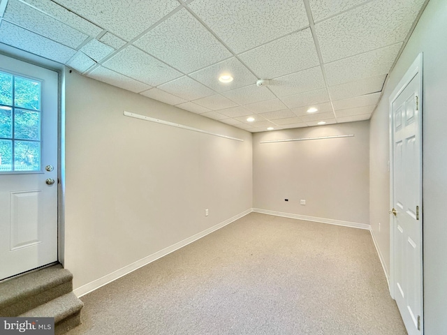 504 Redrow Ave, Swedesboro, NJ 08085 - below grade area featuring a drop ceiling, recessed lighting, and light colored carpet