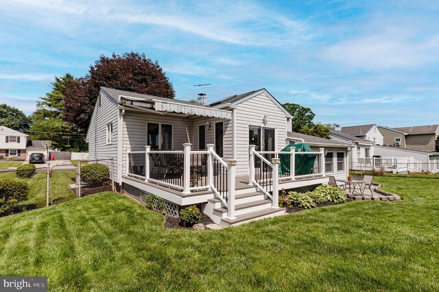 1227 Lynda Ln, Warminster, PA 18974 - rear view of property with a deck and a chimney