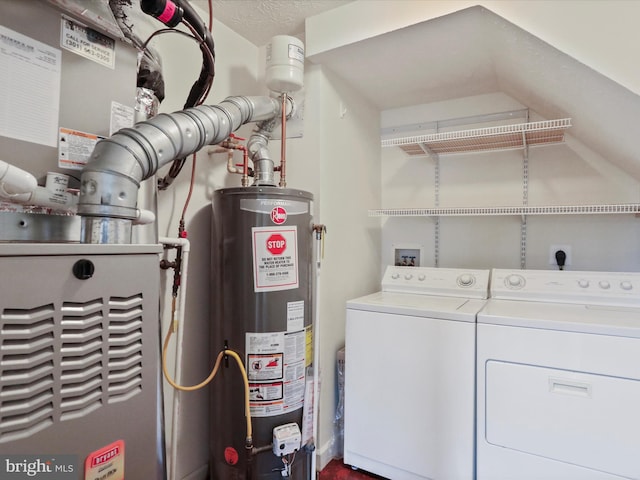 6344 Springwater Ter Unit 1141, Frederick, MD 21701 - laundry area with water heater, separate washer and dryer, and heating unit