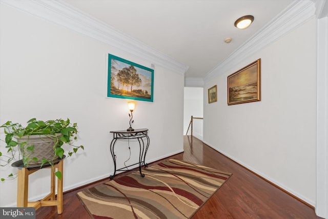915 Mather Dr, Bear, DE 19701 - hallway featuring ornamental molding and wood finished floors