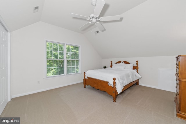915 Mather Dr, Bear, DE 19701 - bedroom featuring lofted ceiling, light colored carpet, and a ceiling fan