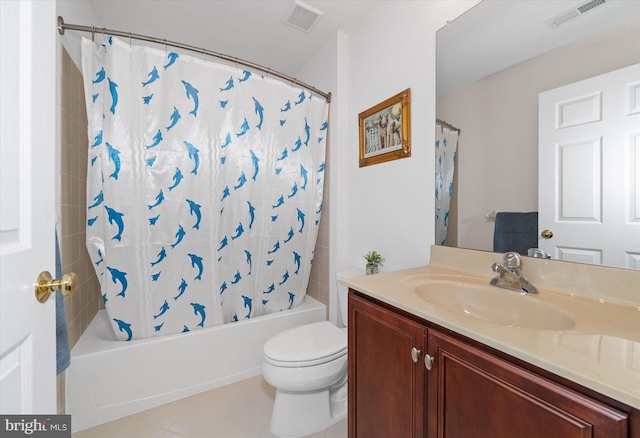 915 Mather Dr, Bear, DE 19701 - full bathroom with vanity, shower / bathtub combination with curtain, and tile patterned floors