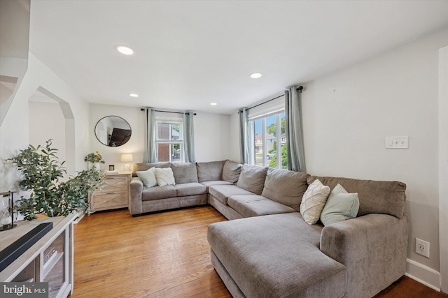 2120 Grand Ave, Morton, PA 19070 - living room featuring light wood-type flooring and recessed lighting