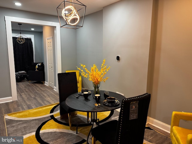 2525 W Lombard St, Baltimore, MD 21223 - dining area featuring wood finished floors, baseboards, and recessed lighting