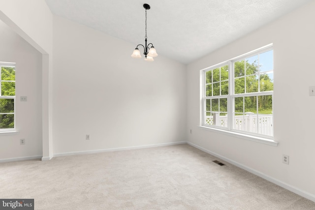 542 June Apple Ct, Abingdon, MD 21009 - empty room with healthy amount of natural light, a chandelier, light carpet, and lofted ceiling