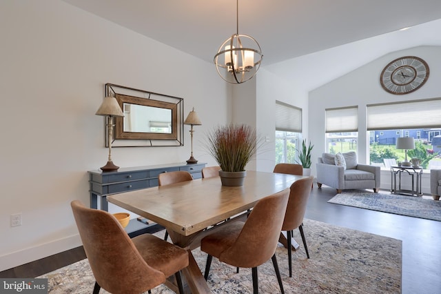 4052 Country Dr, Dover, PA 17315 - dining area with a chandelier, lofted ceiling, and baseboards