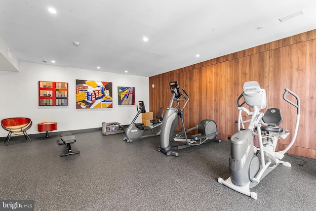 427 E Lancaster Ave Unit 1202, Wayne, PA 19087 - workout room featuring recessed lighting and wooden walls