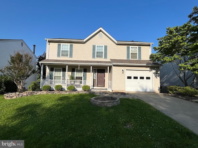 5553 Sponseller Ct, New Market, MD 21774 - traditional-style home featuring a porch, driveway, a front lawn, and an attached garage