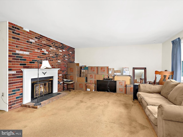 435 Yellow Spgs S, Laurel, MD 20724 - carpeted living room featuring a brick fireplace