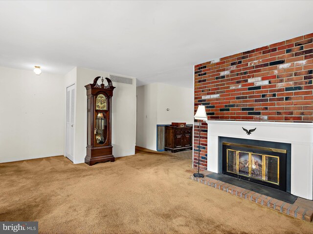 435 Yellow Spgs S, Laurel, MD 20724 - unfurnished living room featuring carpet flooring and a fireplace
