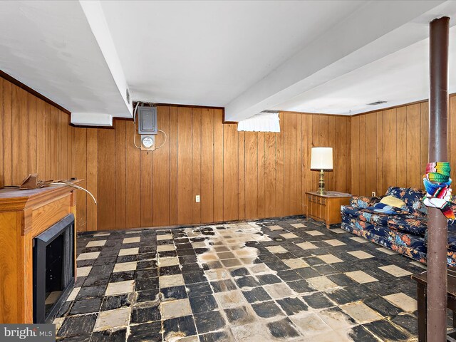 435 Yellow Spgs S, Laurel, MD 20724 - unfurnished living room with wooden walls