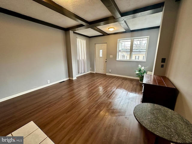 1707 Harman Ave, Baltimore, MD 21230 - foyer featuring dark wood-type flooring, baseboards, beam ceiling, and coffered ceiling