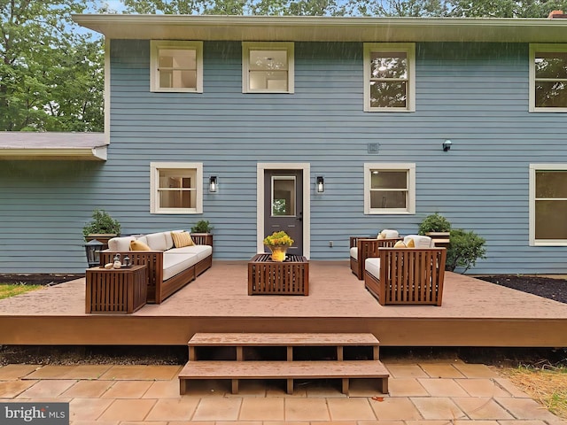 2500 Sams Creek Rd, Westminster, MD 21157 - rear view of property with a wooden deck and outdoor lounge area
