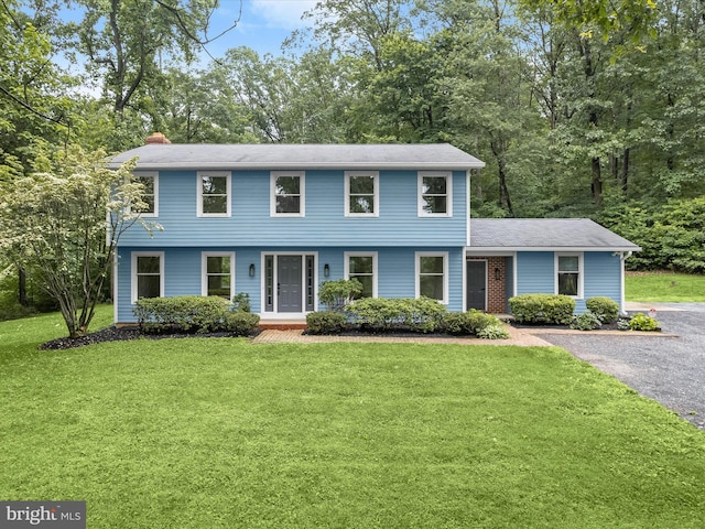 2500 Sams Creek Rd, Westminster, MD 21157 - colonial-style house featuring a front lawn and a chimney