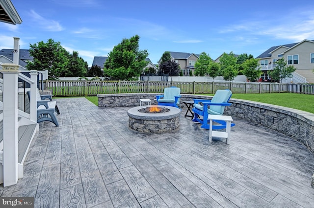 2017 Chamberlain Dr, Frederick, MD 21702 - view of patio / terrace with a fire pit, a deck, and a residential view