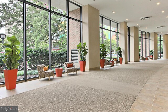 1805 Crystal Dr Unit 1110S, Arlington, VA 22202 - lobby featuring a wall of windows and recessed lighting