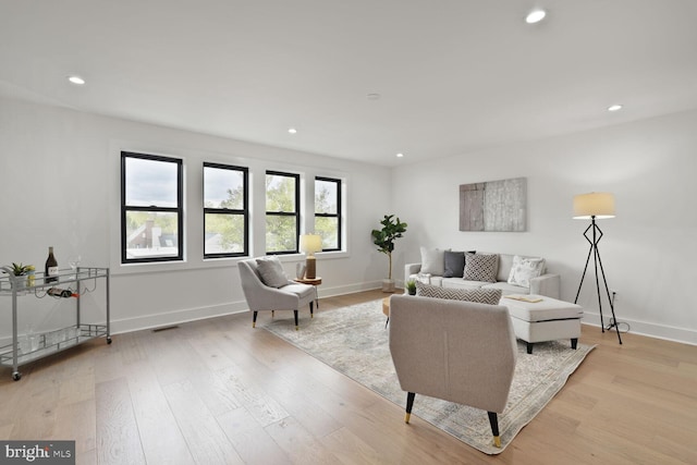 4324 Yuma St NW, Washington, DC 20016 - living room featuring light wood finished floors, baseboards, and recessed lighting