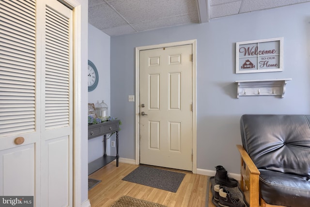 402 Swamp Rd, Morgantown, PA 19543 - entryway featuring a drop ceiling, light wood-type flooring, and baseboards