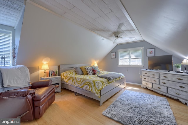 402 Swamp Rd, Morgantown, PA 19543 - bedroom featuring light wood-style floors, lofted ceiling, and ceiling fan