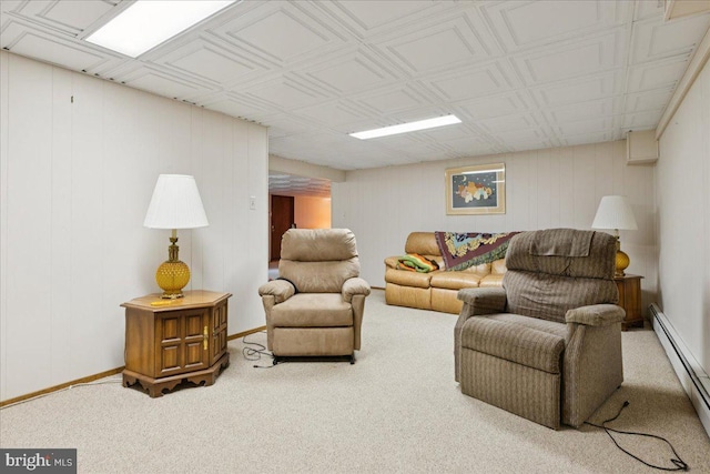 161 Bull Run Rd, Pennington, NJ 08534 - living area with baseboard heating, carpet floors, and baseboards