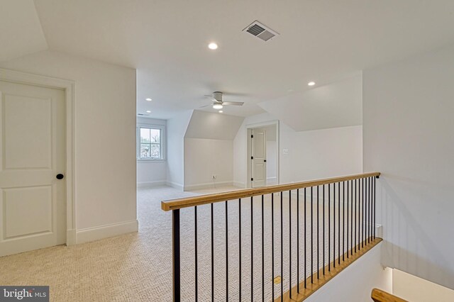4740 34th Rd N, Arlington, VA 22207 - hall featuring light colored carpet, lofted ceiling, recessed lighting, and baseboards