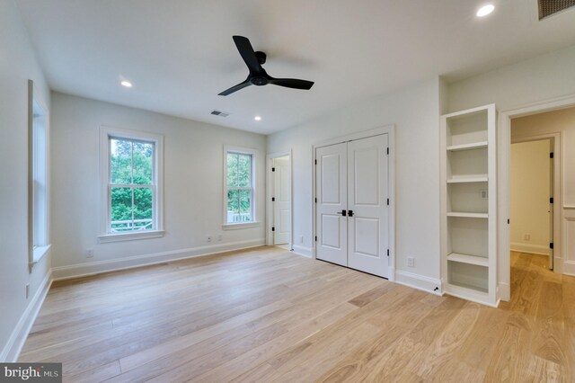 4740 34th Rd N, Arlington, VA 22207 - unfurnished bedroom featuring light wood-type flooring, baseboards, recessed lighting, and ceiling fan