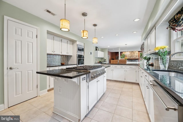 6 Keystone Way, Princeton Junction, NJ 08550 - kitchen featuring appliances with stainless steel finishes, tasteful backsplash, white cabinetry, a sink, and recessed lighting