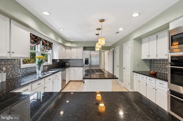 6 Keystone Way, Princeton Junction, NJ 08550 - kitchen featuring appliances with stainless steel finishes, a sink, tasteful backsplash, white cabinetry, and recessed lighting